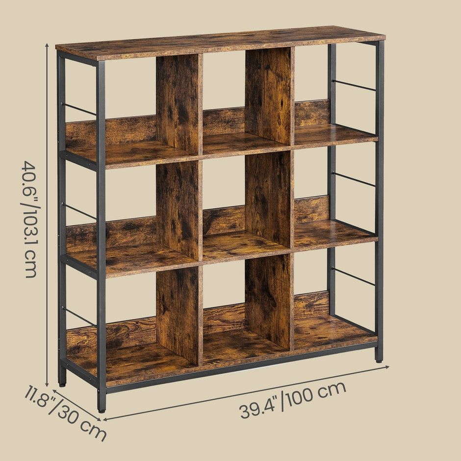 Ladder Shelf – Engineered Wood – Rustic Brown and Black – 4-Tier Display Bookcase