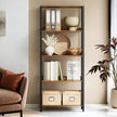 5-Tier Bookcase – Wood and Metal – Rustic Brown and Ink Black – Industrial Design with Back Panels