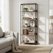6-Tier Storage Shelf – Engineered Wood – Rustic Brown and Ink Black – Industrial Design