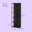 6-Tier Shelving Unit – Steel – Ebony Black – Dimmable LED Lighting