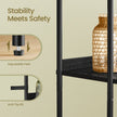 6-Tier Bookshelf – Metal Frame – Boho – Rattan-Like Door, Adjustable Shelves