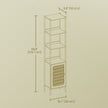 6-Tier Bookshelf – Metal Frame – Boho – Rattan-Like Door, Adjustable Shelves
