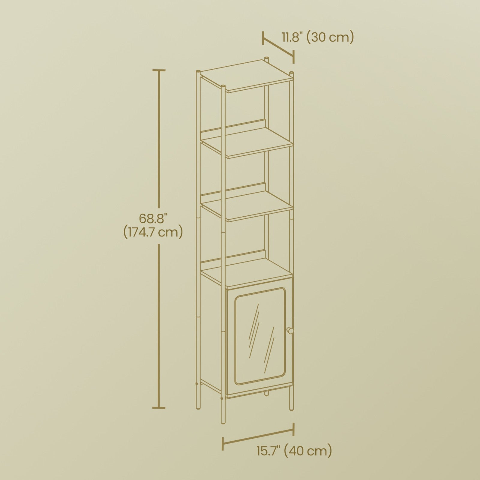 6-Tier Freestanding Bookcase – Metal Frame – Boho Style – Adjustable Shelves with Rattan-Like Door