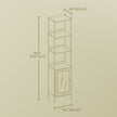 6-Tier Freestanding Bookcase – Metal Frame – Boho Style – Adjustable Shelves with Rattan-Like Door