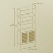6-Tier Bookshelf – Metal Frame – Oak Beige and Pearl White – Adjustable Shelves with Rattan-Like Doors