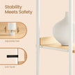 6-Tier Bookshelf – Metal Frame – Oak Beige and Pearl White – Adjustable Shelves with Rattan-Like Doors