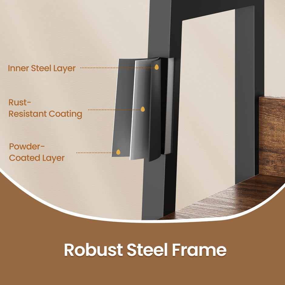 5-Tier Ladder Shelf – Metal – Rustic Brown and Black – Freestanding Bookshelf for Home Office and Living Space