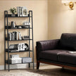 5-Tier Ladder Shelf – Metal – Rustic Brown and Black – Freestanding Bookshelf for Home Office and Living Space