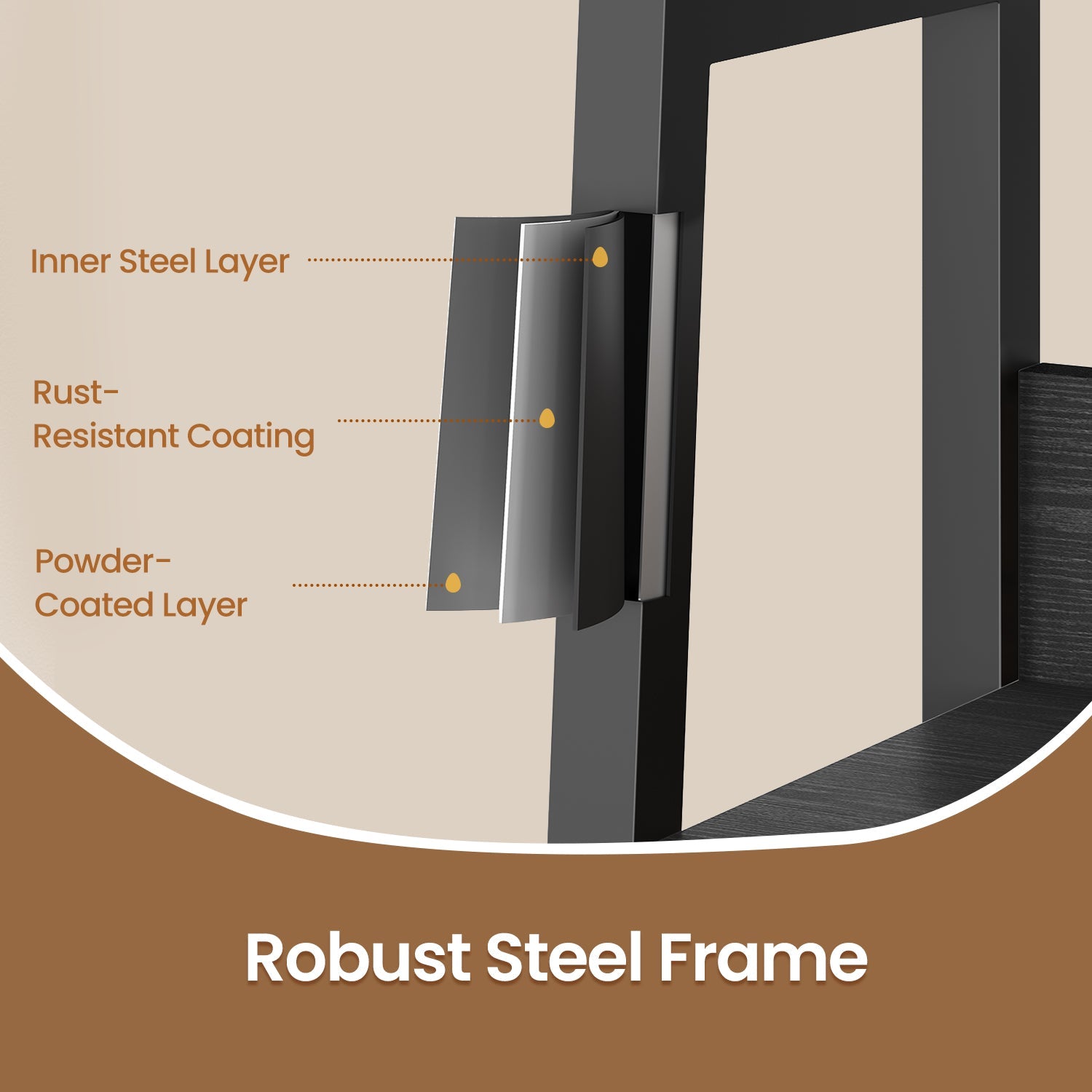 5-Tier Ladder Shelf – Metal – Rustic Brown and Black – Freestanding Bookshelf for Home Office and Living Space