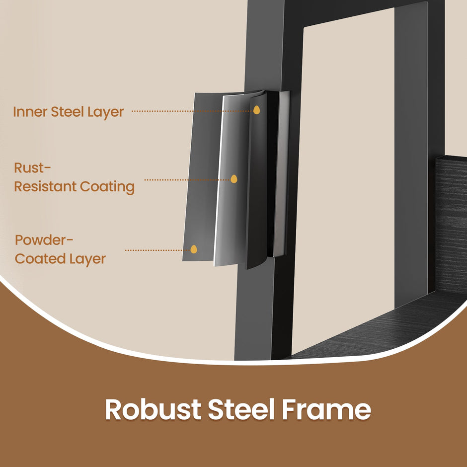 5-Tier Ladder Shelf – Metal – Rustic Brown and Black – Freestanding Bookshelf for Home Office and Living Space