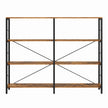 Tall Storage Rack – Wood and Metal – Rustic Brown and Black – 4-Tier Industrial Style Bookcase