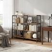 Tall Storage Rack – Wood and Metal – Rustic Brown and Black – 4-Tier Industrial Style Bookcase