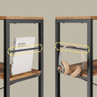 Tall Storage Rack – Wood and Metal – Rustic Brown and Black – 4-Tier Industrial Style Bookcase