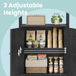 Tall Bookshelf – Metal – Ebony Black and Ink Black – 6-Tier Design with Door and Adjustable Shelves