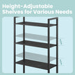 Tall Bookshelf – Metal – Ebony Black and Ink Black – 6-Tier Design with Door and Adjustable Shelves