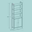 Tall Bookshelf – Metal – Ebony Black and Ink Black – 6-Tier Design with Door and Adjustable Shelves