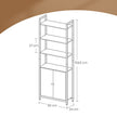 Tall Bookshelf – Metal – Ebony Black and Ink Black – 6-Tier Design with Door and Adjustable Shelves