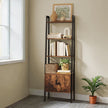 Bookcase with Cabinet – Metal – Rustic Brown – 4-Tier Industrial Design