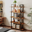 5-Tier Storage Shelf – Wood and Metal – Rustic Brown and Black – Industrial Style