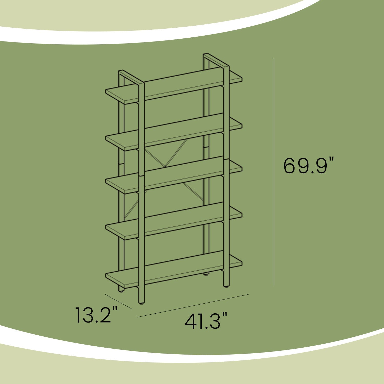 5-Tier Storage Shelf – Wood and Metal – Rustic Brown and Black – Industrial Style