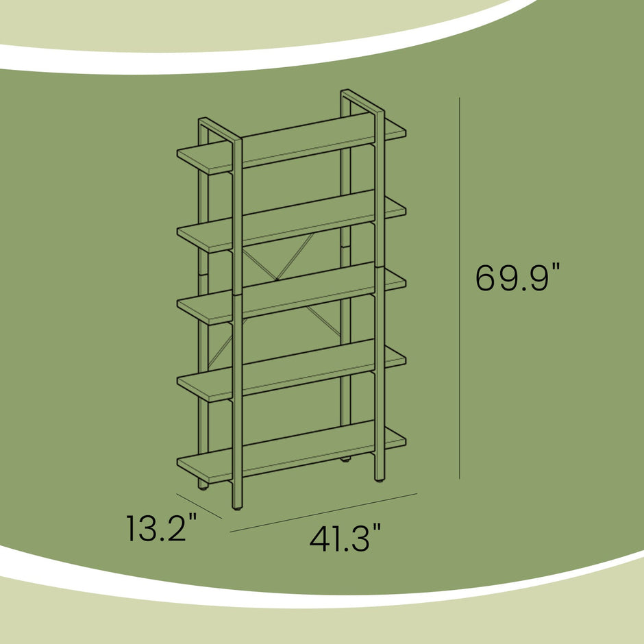5-Tier Storage Shelf – Wood and Metal – Rustic Brown and Black – Industrial Style