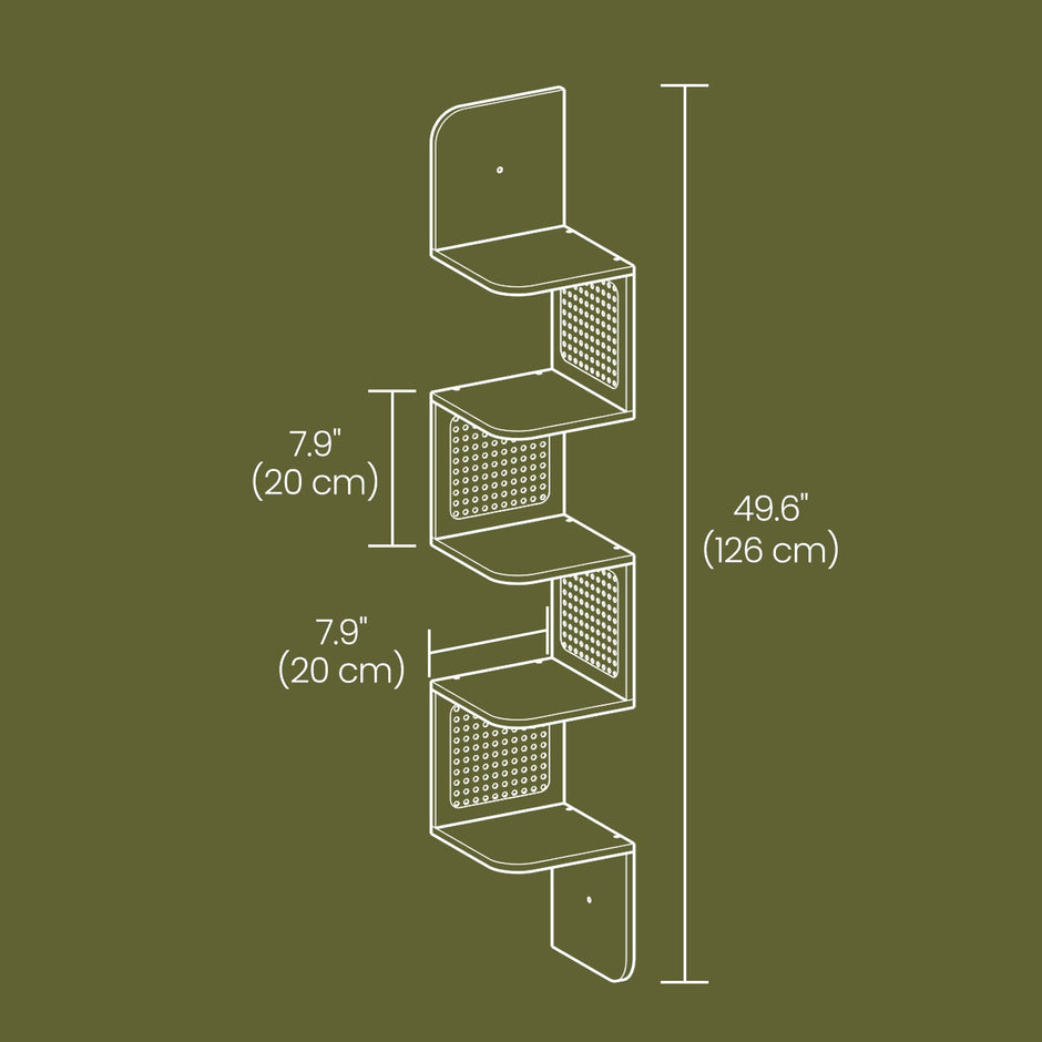 5-Tier Floating Shelf – PVC Rattan – Zigzag Design – Space-Saving Wall Unit
