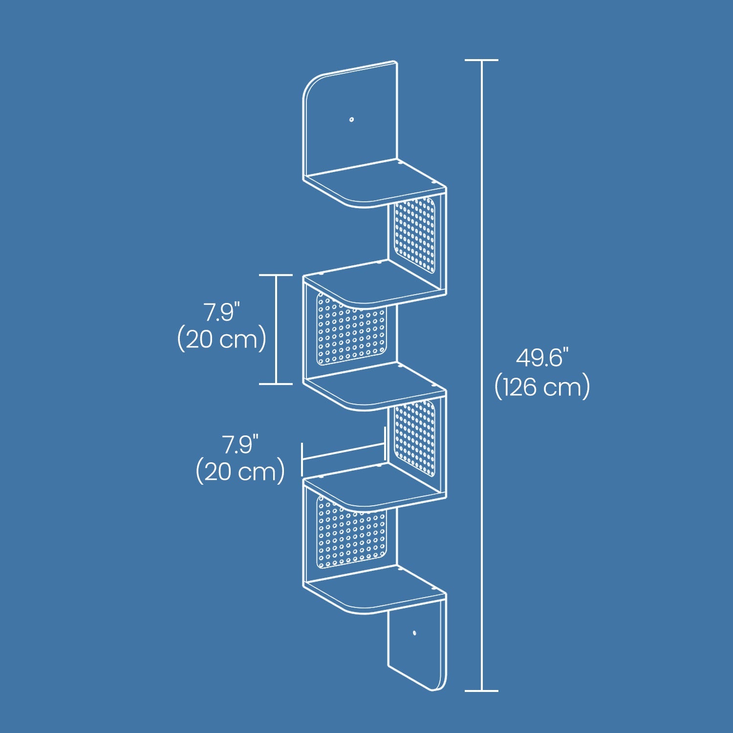 5-Tier Floating Shelf – PVC Rattan – Zigzag Design – Space-Saving Wall Unit