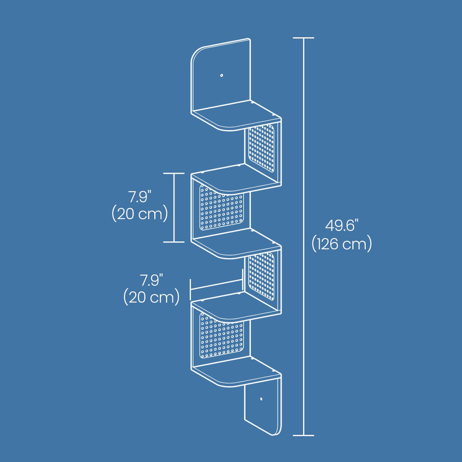 5-Tier Floating Shelf – PVC Rattan – Zigzag Design – Space-Saving Wall Unit