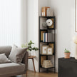 5-Tier Corner Bookshelf – Metal – Rattan Effect – Versatile for Living Room, Bedroom, Study, Kitchen