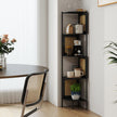 5-Tier Corner Bookshelf – Metal – Rattan Effect – Versatile for Living Room, Bedroom, Study, Kitchen