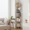 5-Tier Corner Bookshelf – Metal – Rattan Effect – Versatile for Living Room, Bedroom, Study, Kitchen