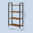 4-Tier Storage Shelf – Iron – Rustic Brown – Stable Design for Office and Living Room