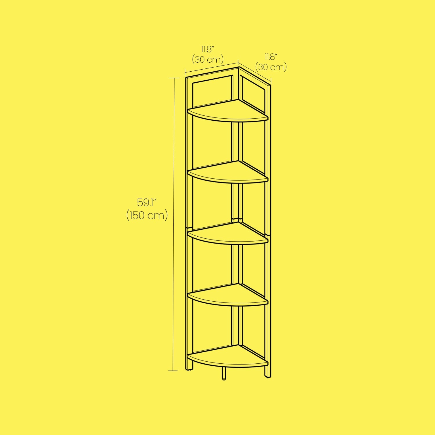 Corner Shelf Unit – Wood and Metal – Rustic Brown and Black – 5-Tier Multipurpose Storage