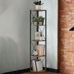 5-Tier Corner Shelf – Wood Metal – Rustic Brown and Black – Versatile Storage for Plants and Books