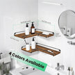 Set of 2 Floating L-Shaped Corner Shelves – Wood – Cloud White – Industrial Style