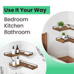 Set of 2 Floating L-Shaped Corner Shelves – Wood – Cloud White – Industrial Style