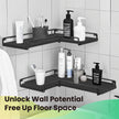 Set of 2 Floating L-Shaped Corner Shelves – Wood – Cloud White – Industrial Style