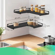 Set of 2 Floating L-Shaped Corner Shelves – Wood – Cloud White – Industrial Style