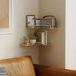 Set of 2 Floating L-Shaped Corner Shelves – Wood – Cloud White – Industrial Style