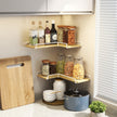 Set of 2 Floating L-Shaped Corner Shelves – Wood – Cloud White – Industrial Style