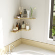 Set of 2 Floating L-Shaped Corner Shelves – Wood – Cloud White – Industrial Style