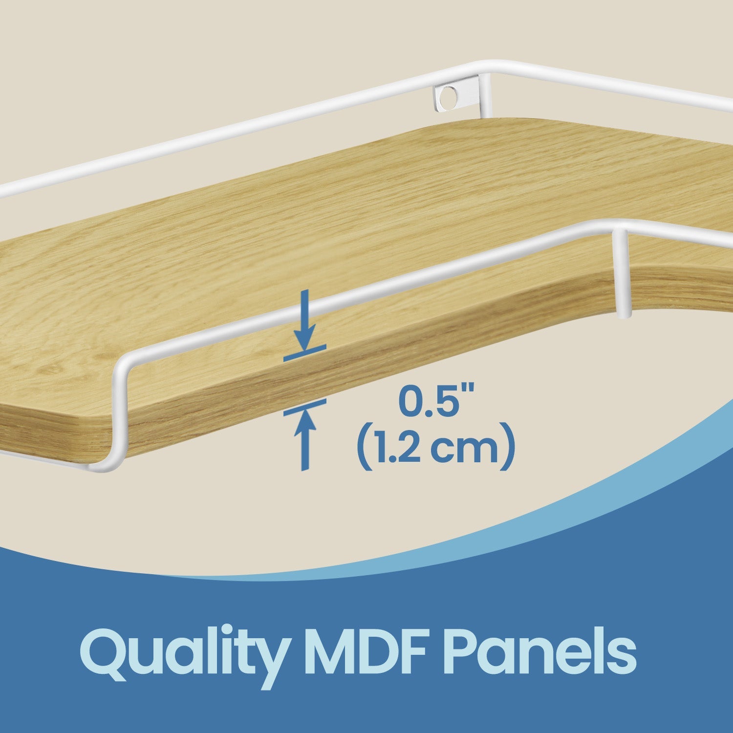 Set of 2 Floating L-Shaped Corner Shelves – Wood – Cloud White – Industrial Style
