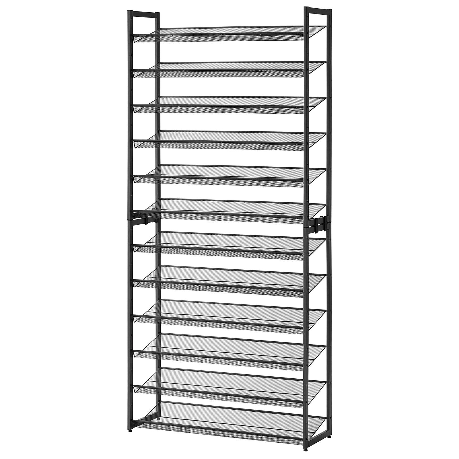 12-Tier Shoe Rack – Metal – Black – Adjustable Shelves for 48-60 Pairs