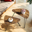 Set of 2 Nesting Side Tables – Wood and Metal – Rustic Brown and Black – Industrial Style