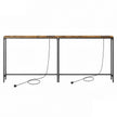 Console Tables – Wood – Rustic Brown and Ink Black – Built-In Charging Station, Set of 2 with Hooks
