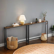 Console Tables – Wood – Rustic Brown and Ink Black – Built-In Charging Station, Set of 2 with Hooks