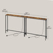 Console Tables – Wood – Rustic Brown and Ink Black – Built-In Charging Station, Set of 2 with Hooks