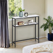 Console Table – Wood – Marble White and Ink Black – 2-Tier Design with Shelves