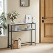 Console Table – Wood – Marble White and Ink Black – 2-Tier Design with Shelves