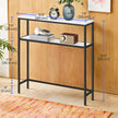Console Table – Wood – Marble White and Ink Black – 2-Tier Design with Shelves